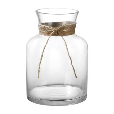 Imagem de UUyuality Vaso de flores moderno decorativo de 20 cm com corda para arranjos florais, vaso grande de vidro transparente de boca larga para buquê (transparente) (transparente, 03)
