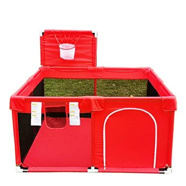 Imagem de Cercado portátil para cercadinho com cesta de basquete, malha respirável para ambientes internos e externos, crianças, grande