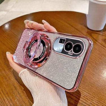 Imagem de Capa de suporte magnético com glitter para OPPO Reno 10 11 9 8 7 Pro Plus 4G 5G, rosa, para Reno 9 Pro Plus