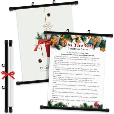 Imagem de Syhood Christmas Pass The Gift Game Christmas Left Right Game Exchange Game Christmas Hanging Scroll Decoration for Wall Nativity Game Christmas Religious Game(Holly)