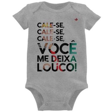 Imagem de Body Bebê Cale-se, você me deixa louco! - Foca na Moda, Cinza, P