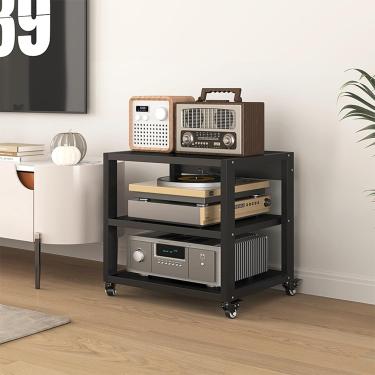 Imagem de Componentes de vídeo móvel de áudio Gabinete, rack de áudio, suporte de mídia, suporte de TV de esquina, racks e estandes HiFi, armário de rack de áudio para salas de vida, jogos e gravação,