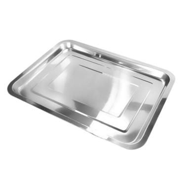 Imagem de Bandeja Inox Rasa Retangular 45 X 35 Multi Uso Servir Grande