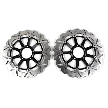 Imagem de 1 par de discos de freio dianteiros flutuantes compatíveis com Ducati 749 2002-2007, 749R 2004-2007, 749S 2003-2007, peças pretas de acessórios de motocicleta