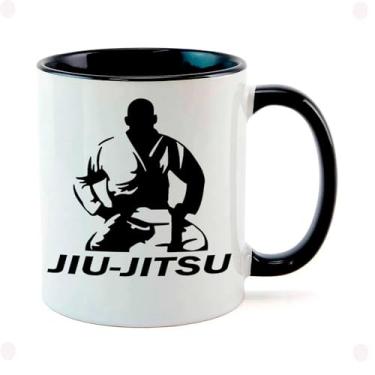 Imagem de Caneca Branca com Alça e Interna Preta de Porcelana 325ml Arte Marcial Jiu Jitsu