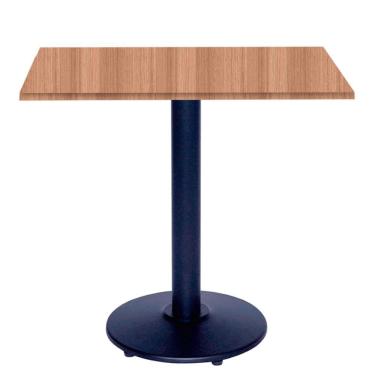 Imagem de Mesa Zeta Ferro Preto 75 cm (Alt) Disco Redondo Tampo MDP Quadrado 60 cm (Larg) x 2,50 cm (Alt) Noce Nat