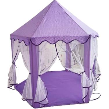 Imagem de Tenda castelo de princesa roxa transportável grande divertidade aventura e imaginação casinha(com luzes)