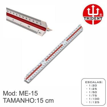 Imagem de Escalimetro Trident bolso mini ME-15 Numero 1 Desetec 15 cm