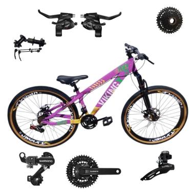 Imagem de Bicicleta 26 VikingX T25 24v Shimanos Cubo e Catraca K7 Pneu Aro 26 Balão Faixa Amarela-Unissex