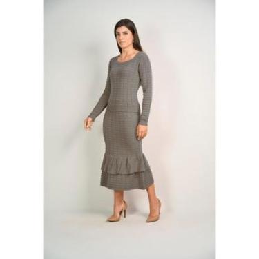 Imagem de Blusa De Frio Longa Saia Midi Conjunto Tricot Modal Premium-Feminino