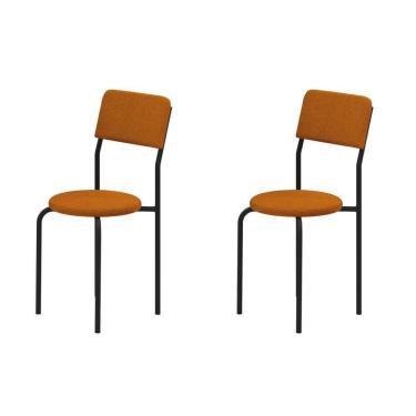Imagem de Cadeira de Jantar Kappesberg Mali de Metal com Assento Estofado Cor Bouclé Terracota 2 Unidades