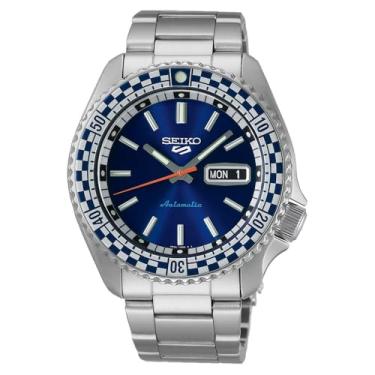 Imagem de SEIKO Relógio masculino 5 Sports Special Edition com mostrador azul automático SRPK65K1, prata., Clássico