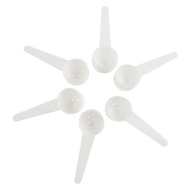 Imagem de HiempTru Pacote com 6 colheres de plástico, colheres de medição de 20 ml com orifício inferior, colher para café, proteína, leite em pó (branca)
