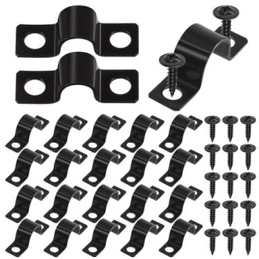 Imagem de Swpeet Braçadeira de suporte em U de dois furos de 25 peças de 12 mm com kit de parafusos autorroscantes de 50 peças, braçadeiras em U, braçadeiras de metal para tubos, braçadeiras de conduíte, clipes