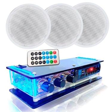 Imagem de Kit Som Ambiente 3 Arandelas Redondas 55w + Amplificador Bt - ORION