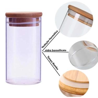 Imagem de Pote de Vidro Hermético com Tampa De Bambú 700ml