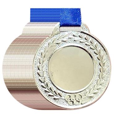 Imagem de Kit 12 Medalhas Centro Liso Para Você Personalizar 3,5cm prata