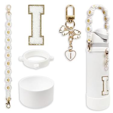 Imagem de Conjunto de monograma fofo de bota de silicone compatível com garrafa de água Owala 1,134 g - Acessórios perfeitos para Owala Tumbler, Owala Free Sip, Pink Owala, Black Owala, copo de café owala