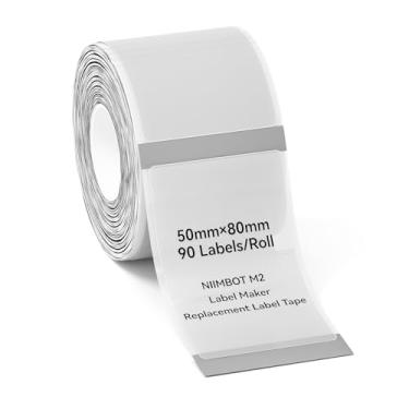 Imagem de NIIMBOT Etiquetas de transferência térmica M2 4 x 8 cm, apenas para etiquetadoras M2, material PET, impermeável e resistente a altas temperaturas, longo tempo de armazenamento, fita de etiqueta