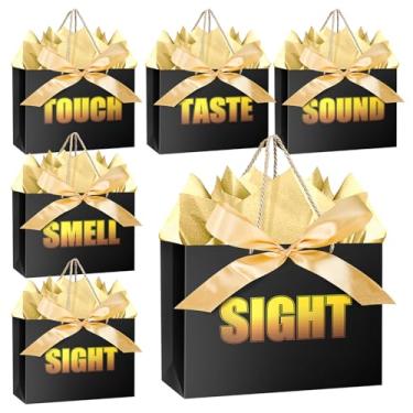 Imagem de Jaywayang Sacos de presente 5 Senses com papel de seda e fitas para ela, aniversário, casamento, aniversário, dia das mães, dia dos namorados, embrulho (preto dourado)