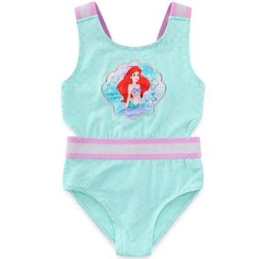 Imagem de Disney Maiô The Little Mermaid para meninas FPS 50+ para crianças pequenas e grandes, Azul, verde, 4