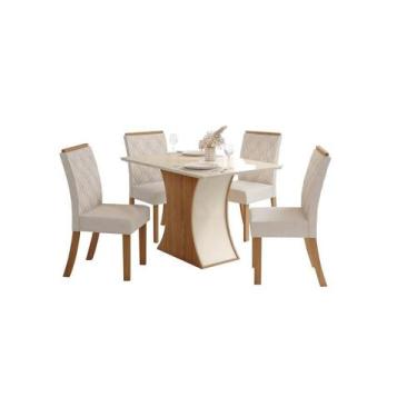 Imagem de Mesa Jantar Luiza 120 4 Cadeiras Vita Linho - Henn