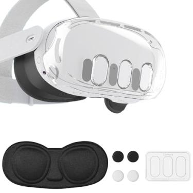 Imagem de VR Accessories for Meta Quest 3, Anti-Scratch Plastic Protective Cover Shell Tempered Glass Lens Protector Joystick Caps Set Compatible with Oculus Quest 3