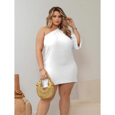 Imagem de Vestido Curto Plus Size Feminino Mula Manca Casual Ajustável Ao Corpo 