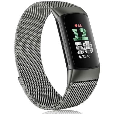 Imagem de Meliya Pulseiras de reposição para Fitbit Charge 6 para mulheres e homens, pulseira magnética ajustável de aço inoxidável compatível com Fitbit Charge 6 Fitness Tracker (cinza espacial)