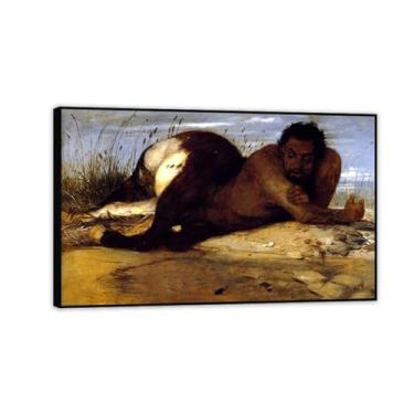 Imagem de Pintura famosa arte de parede abstrata centauro olhando para peixes reprodução de imagem impressa em tela emoldurada impressão de arte de parede pôster para decoração de quarto 35 x 55 cm (14 x 22