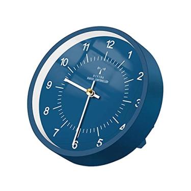 Imagem de SRSRS Relógio de mesa, sala de estar, relógio de parede, quarto, mesa de cabeceira, decoração de mesa, 15 cm, relógio de mesa (cinza) (azul)
