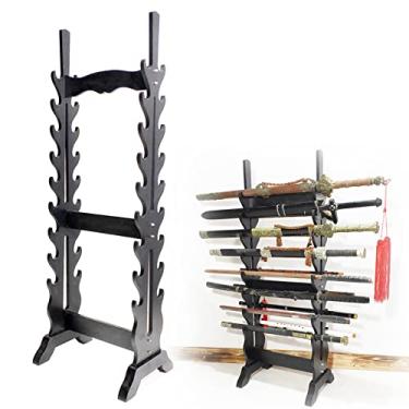 Imagem de Suporte de espada prateleira de exibição de espadas, suporte para espadas, suporte para katanas, suporte de piso multicamada, prateleira de exibição de armas, cabide vertical de espadas de artes marci