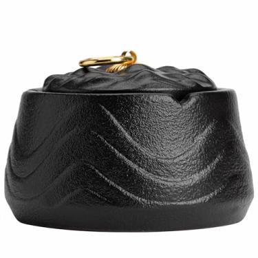Imagem de Cinzeiros de mesa com tampa cinzeiro de mesa de cerâmica criativa clássico retro estilo de fumar para uso doméstico escritório ornamentos (tamanho: Black A)