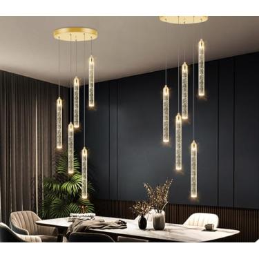 Imagem de Mini lustre moderno com pingente de luz LED regulável, iluminação de cristal bolha para cozinha, ilha, sala de jantar, quarto, bar, acabamento dourado, ajustável, 2700K 6000K