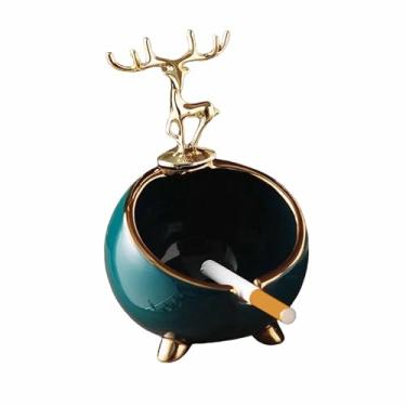 Imagem de Cinzeiro para mulher cinzeiro de mesa de cerâmica criativa cinzeiros de mesa para fumar moderno de moda prazer para uso doméstico escritório ornamentos (cor: verde, tamanho: S)