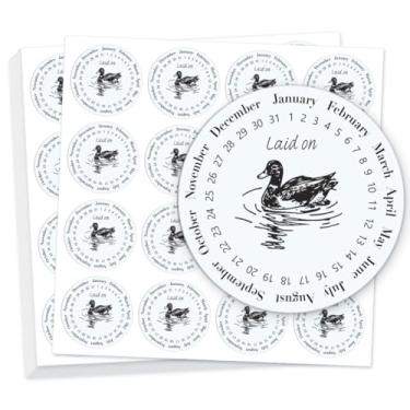 Imagem de GOMAKERER 320 peças de adesivos de ovos de pato postos, adesivos de ovos frescos de fazenda, adesivos de ovos redondos, adesivos de PET para embalagem de ovos para caixa, suprimentos de fazenda, 50,8