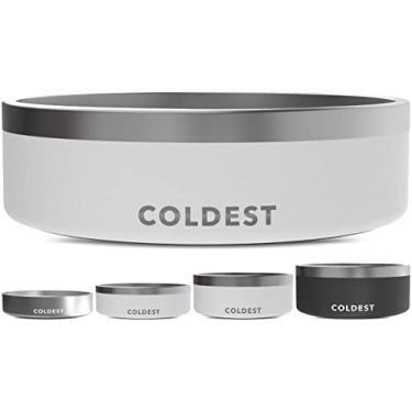 Imagem de Tigela para cães Coldest Dog – Tigela de metal antiferrugem e antiderrapante, grande, à prova de derramamento, resistente, com 3 camadas, tigela isolada para cães – Tigela para comida e água para