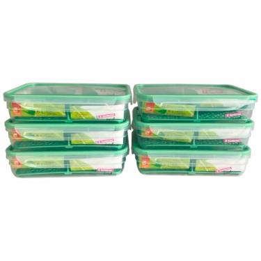 Imagem de Kit 6 Pote Com Divisória Trava 1,6l Freshy Hermético Sanremo