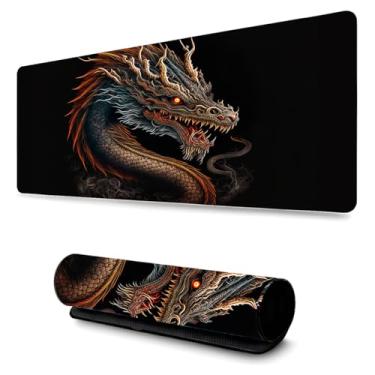 Imagem de Mouse Pad Grande Anti Derrapante Profissional Games e Escritórios 90x40cm - Dragon Red