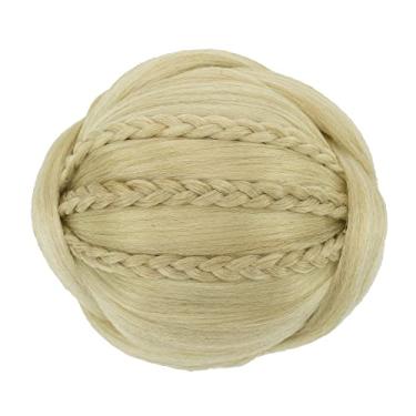 Imagem de IMISSU Capa de cabelo de dançarina de chignon trançado tamanho pequeno apliques de cabelo scrunchies coque peruca updo (M2 Loira Suja)