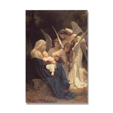 Imagem de NHLDZYH William Adolphe Bouguereau Impressões artísticas - Pintura de retrato - (Canção dos Anjos) - Pôster temático de mitologia grega - Pôster de decoração de parede vintage. 30 x 45 cm-11,8 x 17,7
