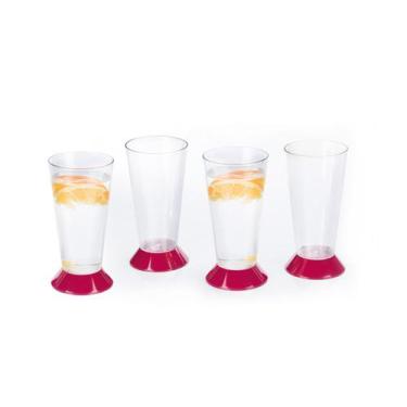 Imagem de Kit 4 Copos Tulipas Taças Acrilico Base Vermelha 400ml Moda do Chef