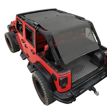 Imagem de Shadeidea Protetor solar para Jeep Wrangler JK Unlimited Sun Shade JKU 4 portas superior 2007-2018 frente + traseira + porta-malas, proteção UV bloqueador com bolsa de armazenamento - 10 anos de duração
