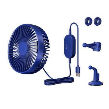 Imagem de Ioensy Fã de ar de resfriamento de carros USB Compacto de circulação de ar compacto universal 3 velocidades ajustável 12V 24V para o painel de banco traseiro, Azul