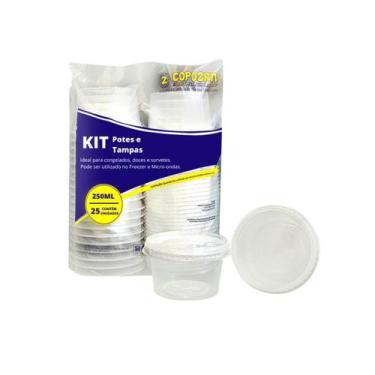 Imagem de Kit Com 25 Potes 500ml Multiuso Com Tampa Resistente Copozan PP Transp