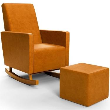 Imagem de Poltrona De Amamentação Com Balanço E Puff Ravena W01 Couríssimo Whisky - Lyam Decor