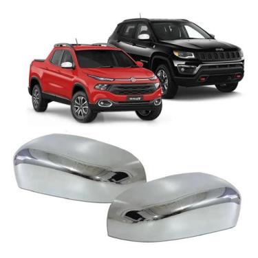 Imagem de Jogo Aplique Capa Cromada Retrovisor Fiat Toro Compass 2018 - Shekpart