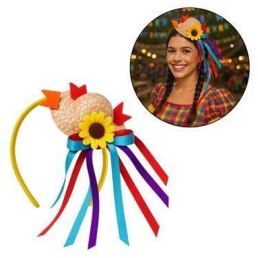 Imagem de Tiara Festa Junina Arraiá com Chapéuzinho e Fitas Coloridas - Extra Fe