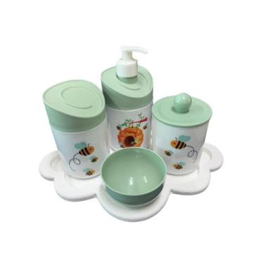 Imagem de Kit Higiene Abelhinha II Baby C/bandeja Nuvem E Quadrada Mdf - Dóia Ki