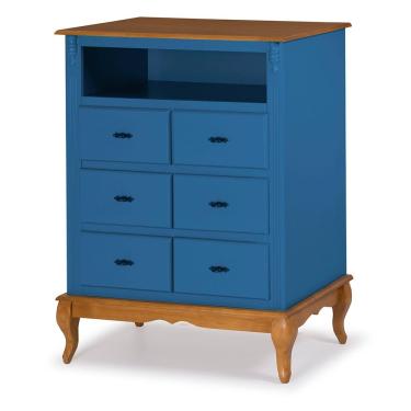 Imagem de Cômoda Antique 6 Gavetas Nicho Laca Azul